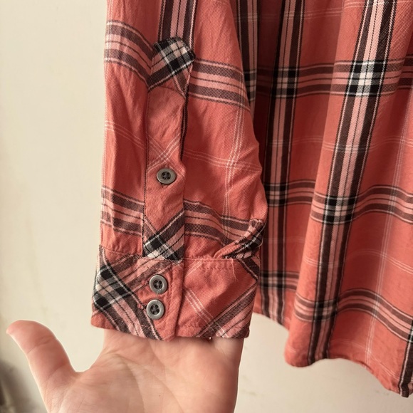 Torrid | Peach Plaid Twill Peplum Babydoll Popover Top Size 2X - Picture 11 of 14